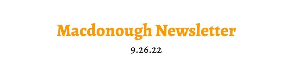 Macdonough Newsletter - 9/26/22