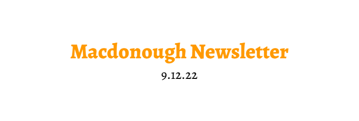 Macdonough Newsletter - 9/12/22