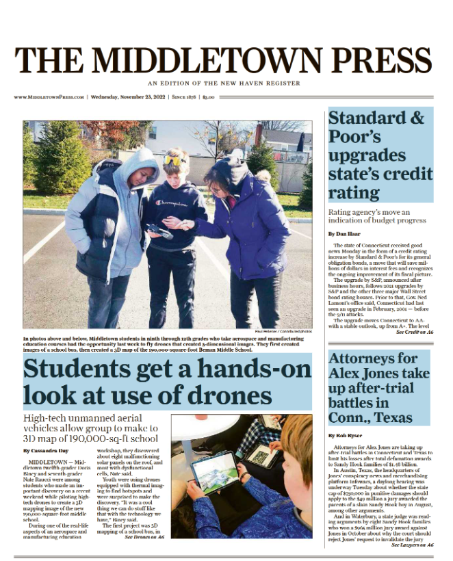 dronesMiddletown students use high-tech drones to create 3D map of school, prepare for career